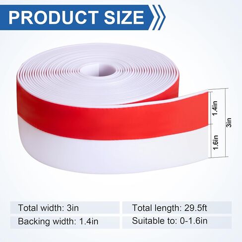 moonoom Adhesive Door Draft Stopper Seal Strip, 3" x 29.5 Ft Silicone Weather Stripping Tape, Waterproof Under Door Insulation Sealing Strip for House Doors Window Shower Glass Gaps in Saudi Arabia