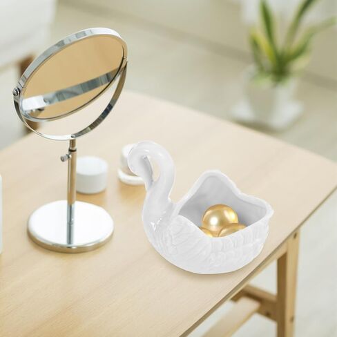 SHOWERORO Ceramic Swan Ornament Mini Pot Jewelry Organizer Tealight Holder Storage Dish for Wedding Home Decor in Kuwait