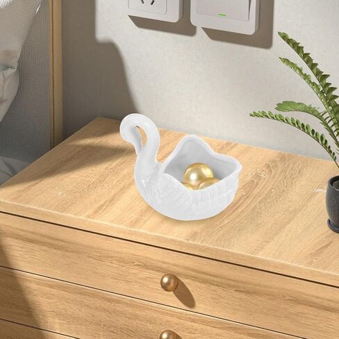 SHOWERORO Ceramic Swan Ornament Mini Pot Jewelry Organizer Tealight Holder Storage Dish for Wedding Home Decor in Kuwait