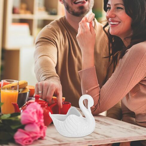 SHOWERORO Ceramic Swan Ornament Mini Pot Jewelry Organizer Tealight Holder Storage Dish for Wedding Home Decor in Kuwait