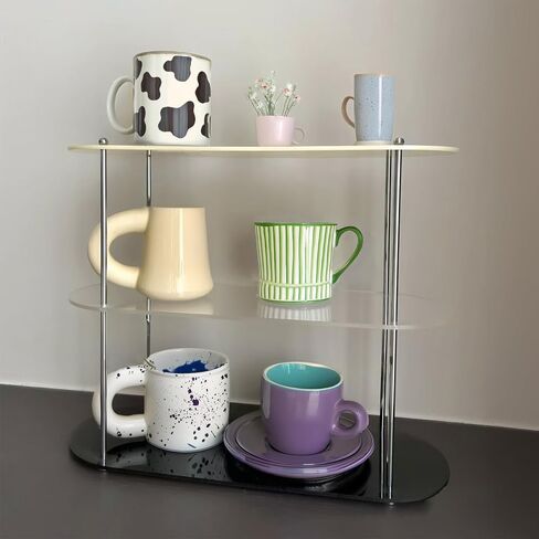 Benkyo bathroom vanity organizer perfume organizer for dresser countertop shelf makeup counter shelf desktop shelf storage organizers for kitchen（3 tier，Brow+Yellow+Clear） in Saudi Arabia