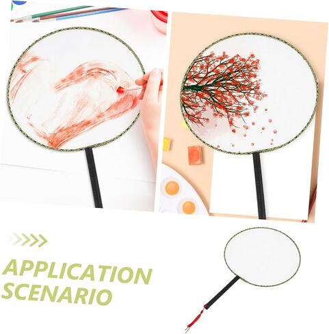 Alipis Chinese Round Hand Fan 10pcs Blank Chinese Style Silk Fan DIY Ancient Handheld Palace Paddle Fan with Tassel for DIY Art Craft in Kuwait