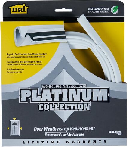 M-D Building Products 43346 81 in. White Premium Rubber Platinum™ Top and Sides Door Seal for Doors with Kerf/Channel in Saudi Arabia