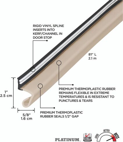 M-D Building Products 43346 81 in. White Premium Rubber Platinum™ Top and Sides Door Seal for Doors with Kerf/Channel in Saudi Arabia
