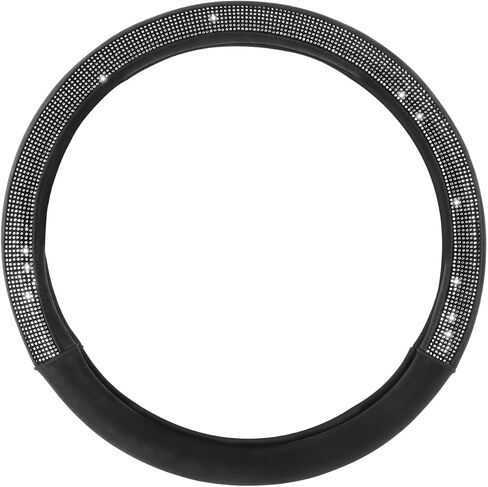 DNA MOTORING Synthetic Leather Steering Wheel Cover Universal Fit 14.5-15 inch, Red Stitching & Black Carbon Fiber Pattern Design, SWC-S2316 in Saudi Arabia