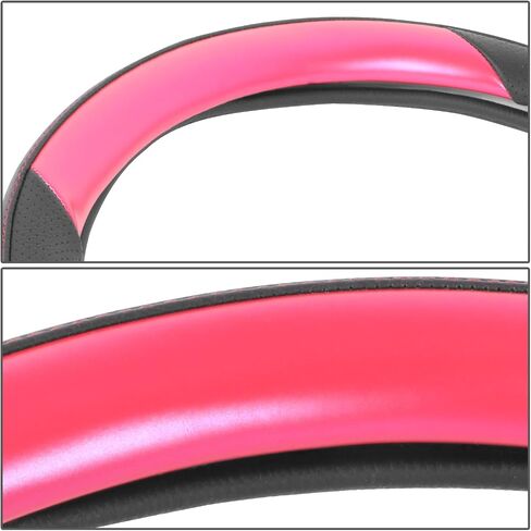 DNA MOTORING Synthetic Leather Steering Wheel Cover Universal Fit 14.5-15 inch, Red Stitching & Black Carbon Fiber Pattern Design, SWC-S2316 in Saudi Arabia