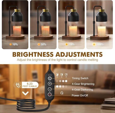 Uflatek Candle Warmer Lamp,Electric Candle Lamp Warmer with Timer Adjustable Height Dimmable Candle Lamp with 2 Bulbs,Melting Warm Lamp for Jar Candle,House Warming Gifts New Home Decor,Black in Saudi Arabia