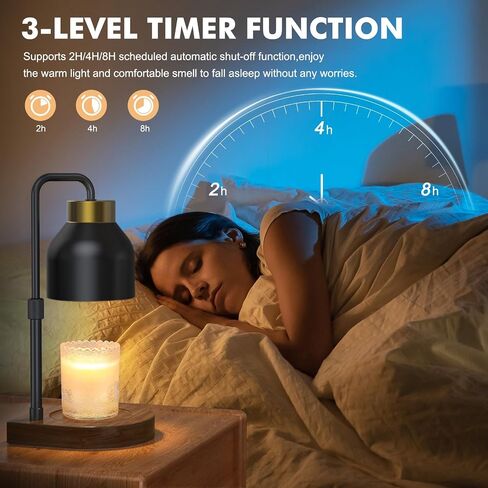 Uflatek Candle Warmer Lamp,Electric Candle Lamp Warmer with Timer Adjustable Height Dimmable Candle Lamp with 2 Bulbs,Melting Warm Lamp for Jar Candle,House Warming Gifts New Home Decor,Black in Saudi Arabia