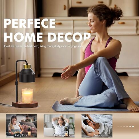 Uflatek Candle Warmer Lamp,Electric Candle Lamp Warmer with Timer Adjustable Height Dimmable Candle Lamp with 2 Bulbs,Melting Warm Lamp for Jar Candle,House Warming Gifts New Home Decor,Black in Saudi Arabia