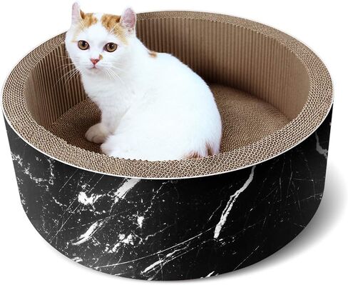 FluffyDream Cat Scratcher Cardboard, Scratching Pad House Bed Furniture Protector, Infinity Shape (Wood, Reversible Wood) in Kuwait