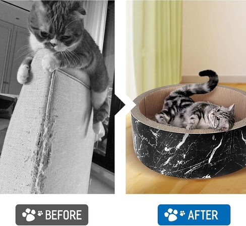 FluffyDream Cat Scratcher Cardboard, Scratching Pad House Bed Furniture Protector, Infinity Shape (Wood, Reversible Wood) in Kuwait
