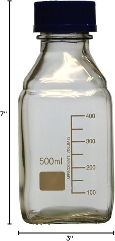 Karter Scientific 250ml Square Media Storage Bottle with Screw Cap, 254O2 (Pack of 2) in Saudi Arabia