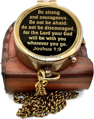 Backone Flat Antique Brass Compass With Leather Carry Case And Chain Pirates Compass Brown Engraved Navigational Compass, 5.8 X 5.8 X 1.8 Cm in Saudi Arabia