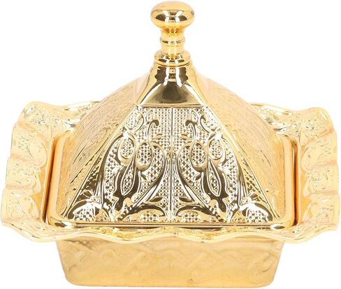 وعاء زخرفي ذهبي من Yuehuam، وعاء مركزي للطاولة، وعاء بقاعدة على الطراز الأوروبي العتيق، وعاء تركي للحفلات مصنوع من سبائك الزنك مع غطاء مقاوم للغبار لتزيين سطح المكتب in Kuwait