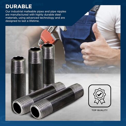 Everflow Supplies NPBL1460-5 close nipple pipe, 1/4" x 6", Black in Saudi Arabia