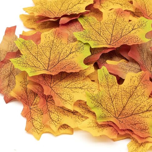 Dohia Artificial Maple Leaves Fake Fall Leaves Autumn Faux Leaves Decoration for Autumn Weddings Decorations and Fall Thanksgiving Décor D2-FZFY (Colourful-150P) in Saudi Arabia