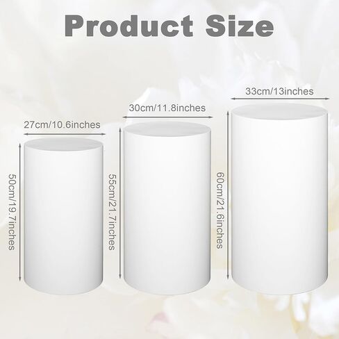 ikare Cylinder Stands for Party, 3PCS Metal White Round Cylinder Pedestal Stands, Plinths Dessert Table Display for Backdrop Decor Birthday Wedding Bridal Baby Shower Party Decorations in Kuwait