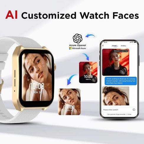 وجوه ساعة BENIO لتتبع اللياقة البدنية بالذكاء الاصطناعي، 2.04 بوصة AMOLED مع AOD، ساعة ذكية للرد/إجراء المكالمات، معدل ضربات القلب 24/7/SpO2/النوم/الإجهاد، سبائك الزنك عالية القوة، IP68 ساعات لياقة بدنية مقاومة للماء للنساء والرجال in Saudi Arabia