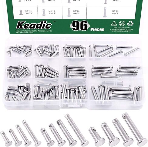 Keadic 97 قطعة 304 مجموعة متنوعة من الدبابيس المصنوعة من الفولاذ المقاوم للصدأ M3 M4 M5، 12 مقاسًا مختلفًا متريًا in Kuwait