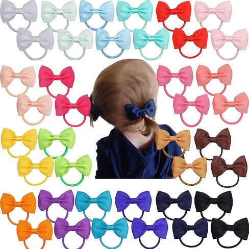 CÉLLOT Girls Hair Ties,20 PCS 2.75 inch Hair Bows No Slip Durable Elastic Ponytail Holders Hair Ties for Baby Girls Schoolgirls Kids Toddler Hair Accessories in Kuwait