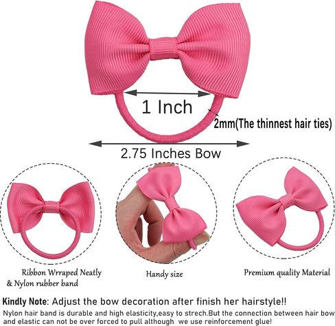 CÉLLOT Girls Hair Ties,20 PCS 2.75 inch Hair Bows No Slip Durable Elastic Ponytail Holders Hair Ties for Baby Girls Schoolgirls Kids Toddler Hair Accessories in Kuwait