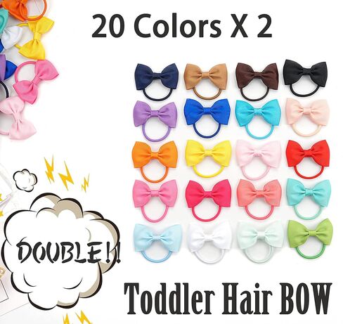 CÉLLOT Girls Hair Ties,20 PCS 2.75 inch Hair Bows No Slip Durable Elastic Ponytail Holders Hair Ties for Baby Girls Schoolgirls Kids Toddler Hair Accessories in Kuwait