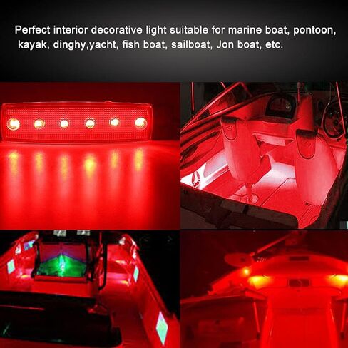 LED Boat Interior Lights Marine Courtesy Light Strip Deck Transom Cockpit Navigation Lighting Waterproof 12V for Fishing Pontoon Sailboat Kayak (6Pcs) (White) in Saudi Arabia