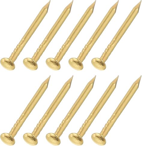uxcell 200Pcs Small Hardware Nails, 1 x 14mm Carbon Steel Round Head Nail Common Finishing Nail for Household Woodworking Picture Hanging DIY Projects, Gold in Saudi Arabia