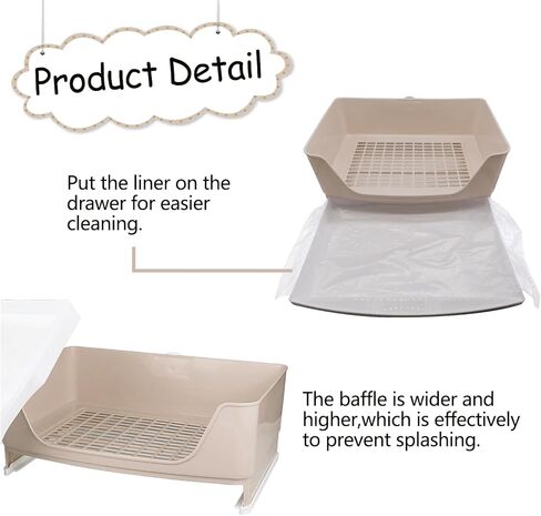 Tfwadmx Large Rabbit Litter Box Bunny Corner Toilet Potty Trainer with Drawer Bigger Pet Pan for Adult Guinea Pigs Chinchilla Hamster Hedgehog and Other Animals (Brown) in Kuwait