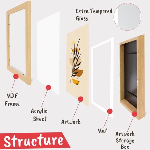 إطار فني للأطفال أبيض قطعتين - إطارات عمل فنية للأطفال مقاس 8.5 × 11 بوصة مع أقلام ملونة وورق رسم - إطارات عمل فنية قابلة للتغيير مثبتة على الحائط للأطفال عموديًا وأفقيًا - تحمل 50 رسمًا وحرفًا ثلاثية الأبعاد. in Kuwait