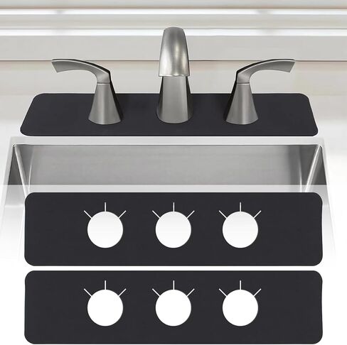 قطعتان من واقي رذاذ حوض الحمام - حصيرة صنبور لحوض المطبخ 3 فتحات، قطع واقي رذاذ الماء خلف الصنبور للتنقيط للمطبخ لحوض السجادة في المطبخ والحمام والمركبات الترفيهية والتخييم in Kuwait