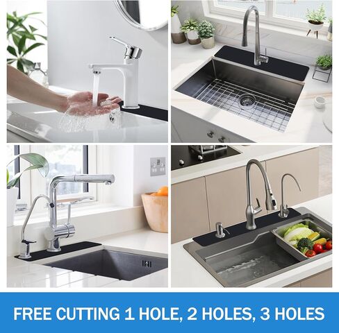 قطعتان من واقي رذاذ حوض الحمام - حصيرة صنبور لحوض المطبخ 3 فتحات، قطع واقي رذاذ الماء خلف الصنبور للتنقيط للمطبخ لحوض السجادة في المطبخ والحمام والمركبات الترفيهية والتخييم in Kuwait