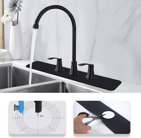 قطعتان من واقي رذاذ حوض الحمام - حصيرة صنبور لحوض المطبخ 3 فتحات، قطع واقي رذاذ الماء خلف الصنبور للتنقيط للمطبخ لحوض السجادة في المطبخ والحمام والمركبات الترفيهية والتخييم in Kuwait