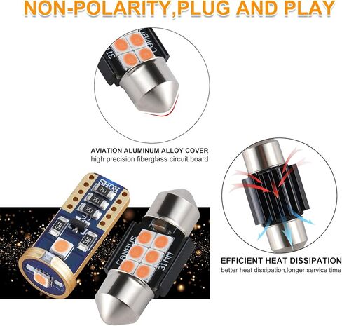 iBrightstar 41mm 211-2 212-2 578 194 168 T15 LED Bulbs 3030 Chipset Error Free for Car Truck Interiors Dome Map Door Courtesy License Plate Lights pack of 10, Xenon White in Kuwait