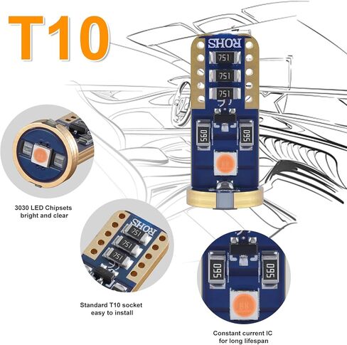 iBrightstar 41mm 211-2 212-2 578 194 168 T15 LED Bulbs 3030 Chipset Error Free for Car Truck Interiors Dome Map Door Courtesy License Plate Lights pack of 10, Xenon White in Kuwait