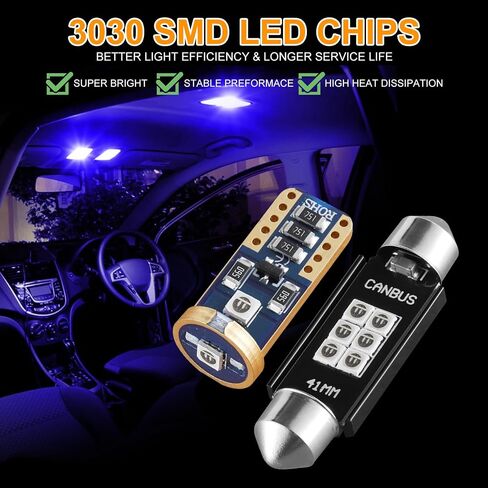 iBrightstar 41mm 211-2 212-2 578 194 168 T15 LED لمبات 3030 شرائح خالية من الأخطاء لسيارة شاحنة التصميم الداخلي قبة خريطة الباب لوحة ترخيص أضواء حزمة من 10، زينون أبيض in Kuwait