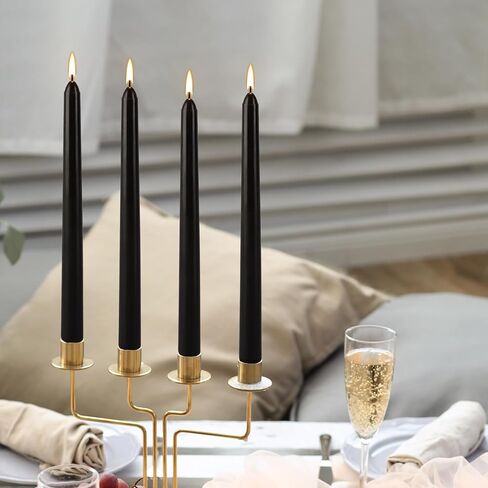 24 Pack Black Taper Candles - Taper Candles 10 Inch Dripless, Smokeless & Unscented - 7-7.5 Hours Long Burning - Hand Poured Tall Candlesticks - Ideal for Weddings, Dinner Parties, and Home Decor in Saudi Arabia