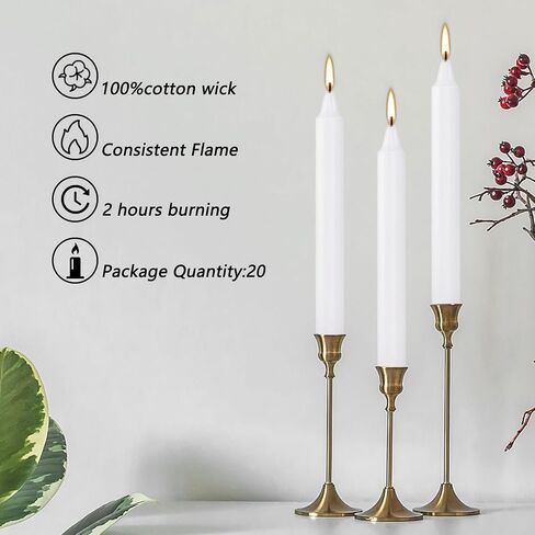 24 Pack Black Taper Candles - Taper Candles 10 Inch Dripless, Smokeless & Unscented - 7-7.5 Hours Long Burning - Hand Poured Tall Candlesticks - Ideal for Weddings, Dinner Parties, and Home Decor in Saudi Arabia