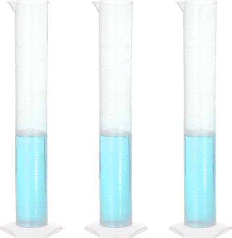 PATIKIL 50ml PP Plastic Graduated Cylinder, 3 Pack Hex Base White Graduations Measuring Cylinder for Lab Home Use, Clear White in Saudi Arabia