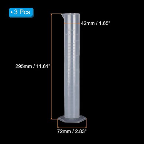 PATIKIL 50ml PP Plastic Graduated Cylinder, 3 Pack Hex Base White Graduations Measuring Cylinder for Lab Home Use, Clear White in Saudi Arabia