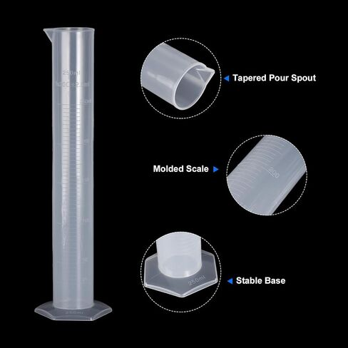 PATIKIL 50ml PP Plastic Graduated Cylinder, 3 Pack Hex Base White Graduations Measuring Cylinder for Lab Home Use, Clear White in Saudi Arabia