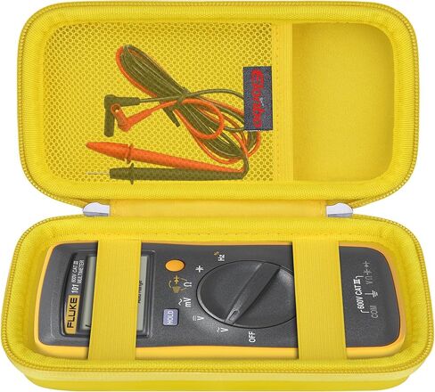 Elonbo Carrying Case for Fluke 101 Basic Digital Multimeter, Fluke 106/107 Handheld Portable Meter Equipment Travel Holder Tool Pouch, Pocket Fits Test Lead, Wire Cable Plug Connector, Black+Orange in Saudi Arabia