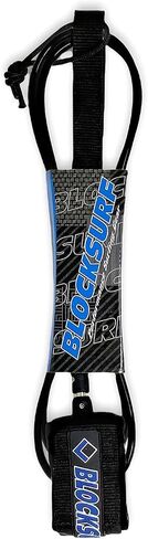 BLOCKSURF Powerline Surfboard Leash for Shortboard & Longboard, Durable Double Swivel, Comfortable Ankle Cuff, 6/7/8/9FT, Surf Repair Co Fin Key Included in Saudi Arabia