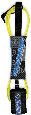 BLOCKSURF Powerline Surfboard Leash for Shortboard & Longboard, Durable Double Swivel, Comfortable Ankle Cuff, 6/7/8/9FT, Surf Repair Co Fin Key Included in Saudi Arabia
