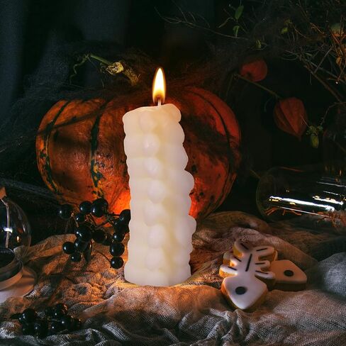 Nuanchu Halloween صورة كبيرة الشكل شمعة حامل شموع مخيف هيكل عظمي شمعة شمع الصويا شموع ديكور المنزل لذكرى عيد ميلاد الهالوين (3.94 × 1.57 × 1.57 بوصة، نمط العمود الفقري) in Saudi Arabia