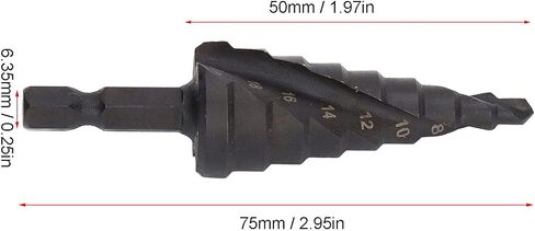 Stepped Drill, Step Drill Bit High Speed Steel Spiral Pagoda Hole Reamer Hex Shank Tool Metalworking Multipurpose Drill Bits(9 Steps(4‑20mm)) in Saudi Arabia