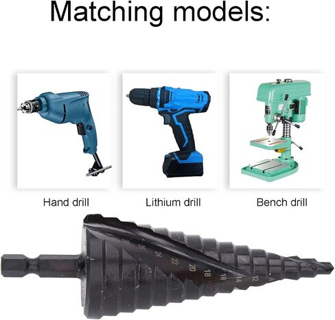 Stepped Drill, Step Drill Bit High Speed Steel Spiral Pagoda Hole Reamer Hex Shank Tool Metalworking Multipurpose Drill Bits(9 Steps(4‑20mm)) in Saudi Arabia