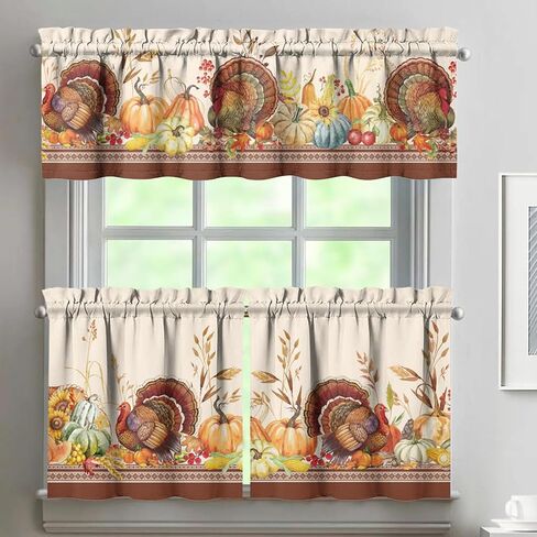 Sunflower Kitchen Valance Three Piece Set, Floral Rustic Farmhouse Kitchen Decor for Home Interior Decor, Spring Summer Kitchen Curtains and Valance Set Short Curtain Sink Window Decor 36 Inch in Saudi Arabia