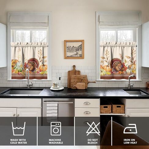 Sunflower Kitchen Valance Three Piece Set, Floral Rustic Farmhouse Kitchen Decor for Home Interior Decor, Spring Summer Kitchen Curtains and Valance Set Short Curtain Sink Window Decor 36 Inch in Saudi Arabia