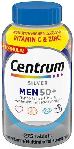 Centrums Silver Men 50+ Multivitamin, 275 Tablets Bundle - Adult Multi & Letter Vitamins Herbals & Dietary Supplements for Health in Saudi Arabia